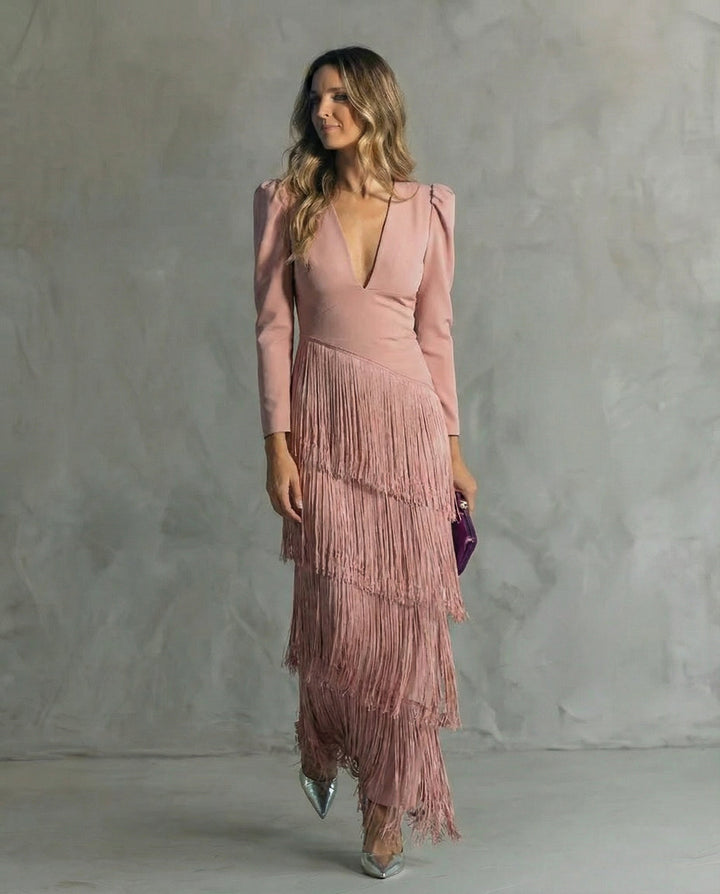 Mila | Elegant And Glamorous Fringe Maxi Dress 2