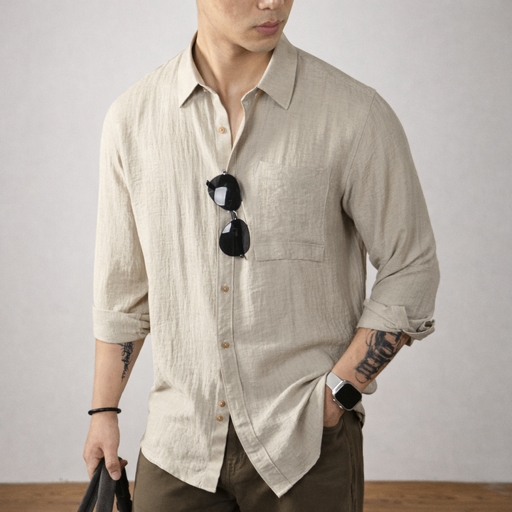 Milo | Casual Lightweight Men's Linen Shirt with Chest Pocket 4