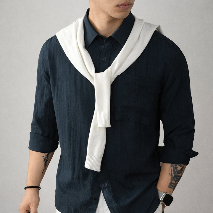 Milo | Casual Lightweight Men's Linen Shirt with Chest Pocket 7