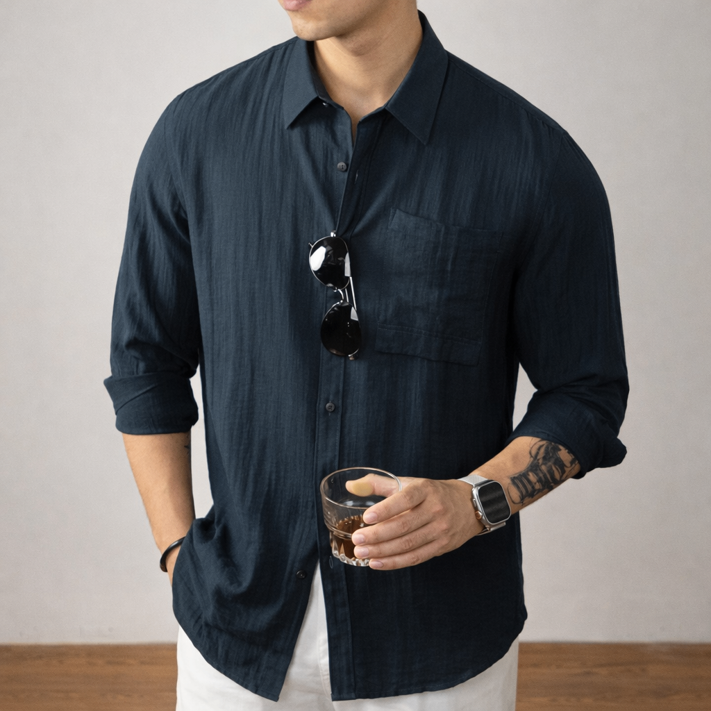 Milo | Casual Lightweight Men's Linen Shirt with Chest Pocket 8