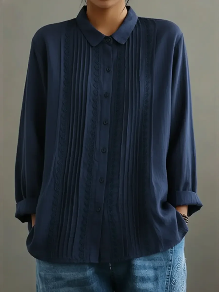 Miranda | Elegant Long Sleeve Lace Trim Blouse 3