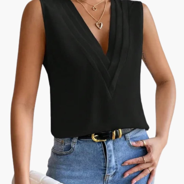 Morgan | Elegant V-Neck Sleeveless Draped Blouse 4