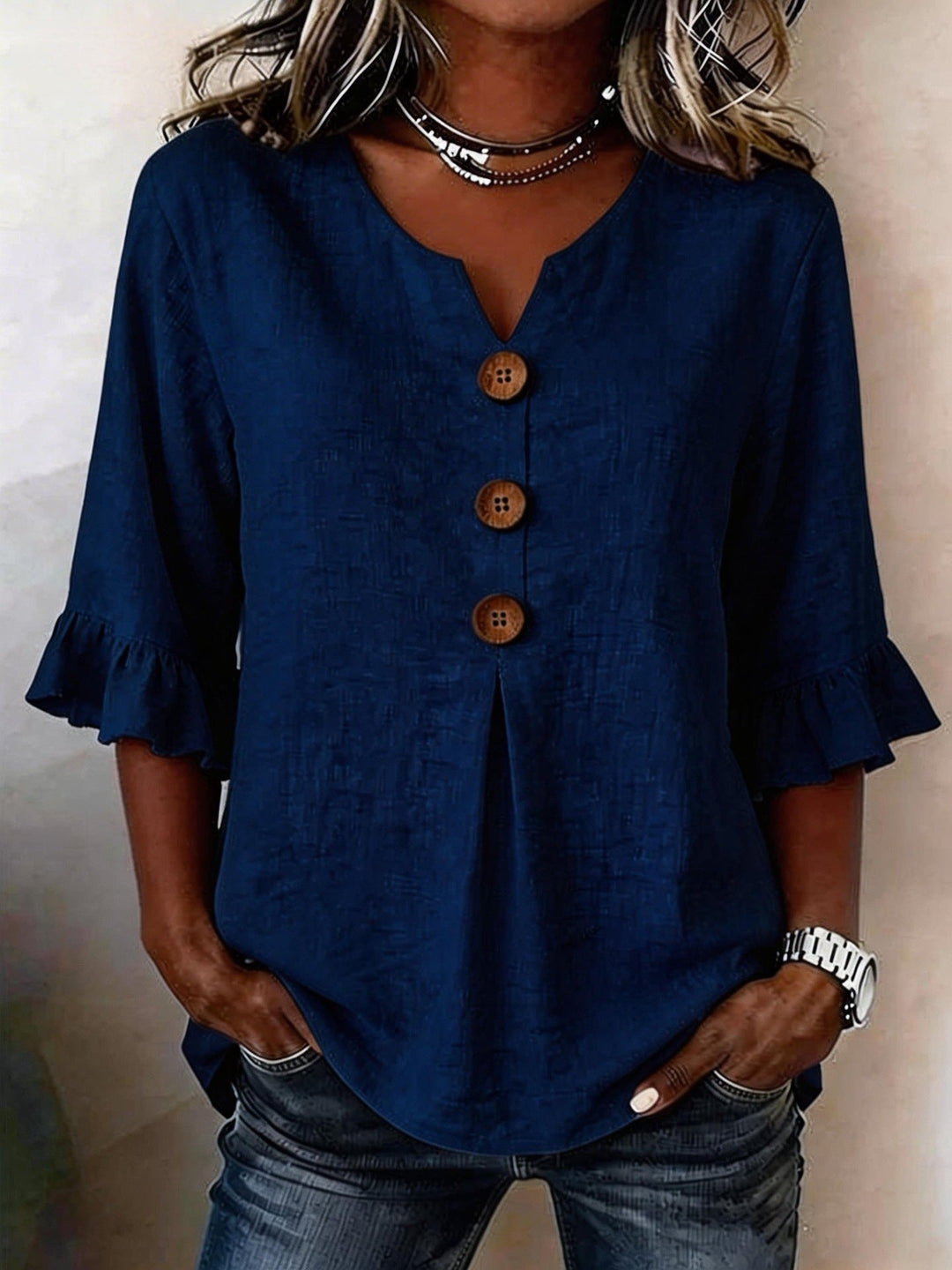 Nadia | Breathable And Elegant Ruffled Linen Blouse 1