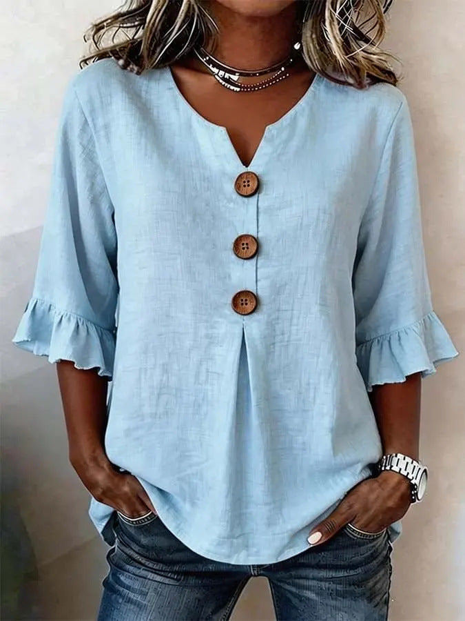 Nadia | Breathable And Elegant Ruffled Linen Blouse 2