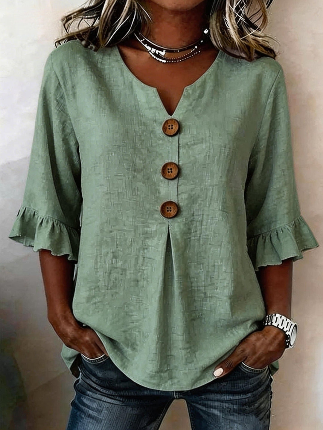 Nadia | Breathable And Elegant Ruffled Linen Blouse 3
