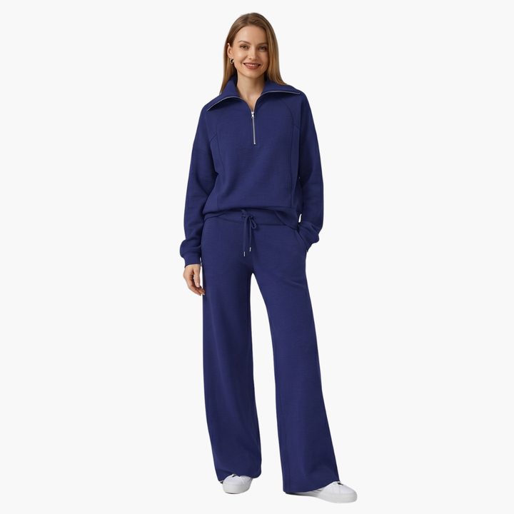 Naomi | Elegant Half-Zip Wide-Leg Lounge Set 1