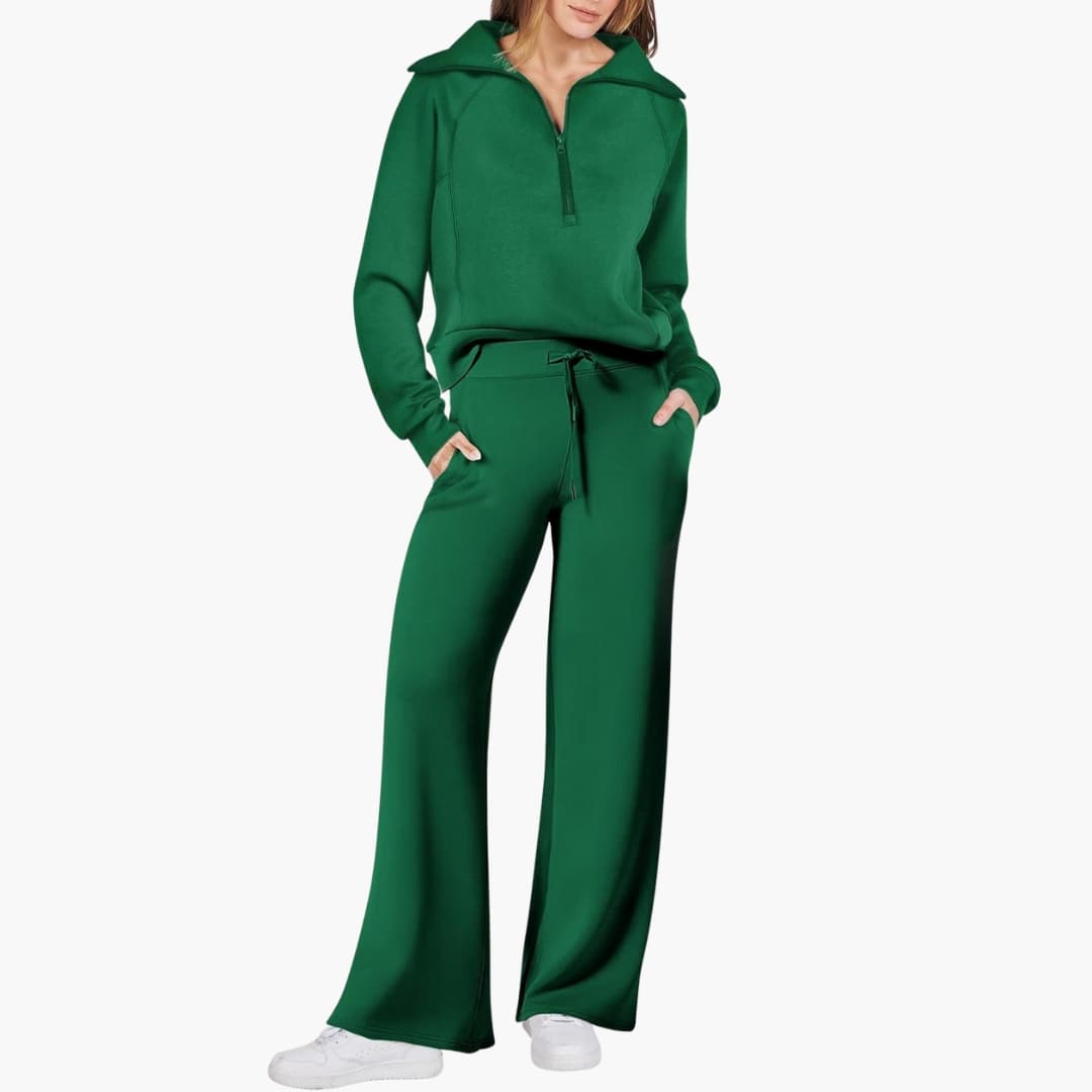 Naomi | Elegant Half-Zip Wide-Leg Lounge Set 14