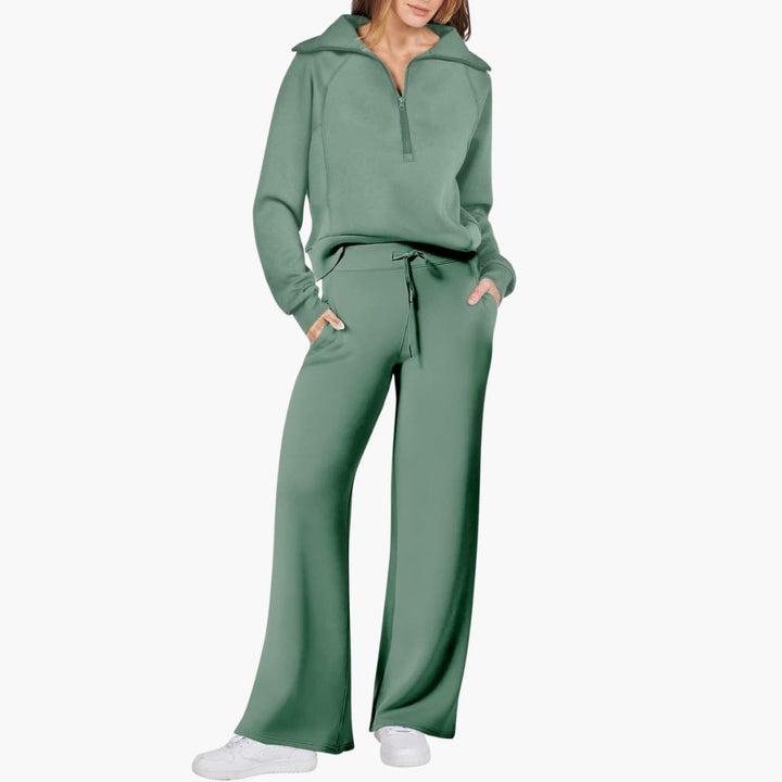 Naomi | Elegant Half-Zip Wide-Leg Lounge Set 18