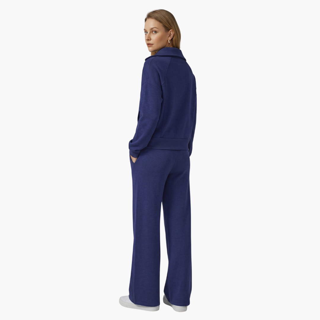 Naomi | Elegant Half-Zip Wide-Leg Lounge Set 2