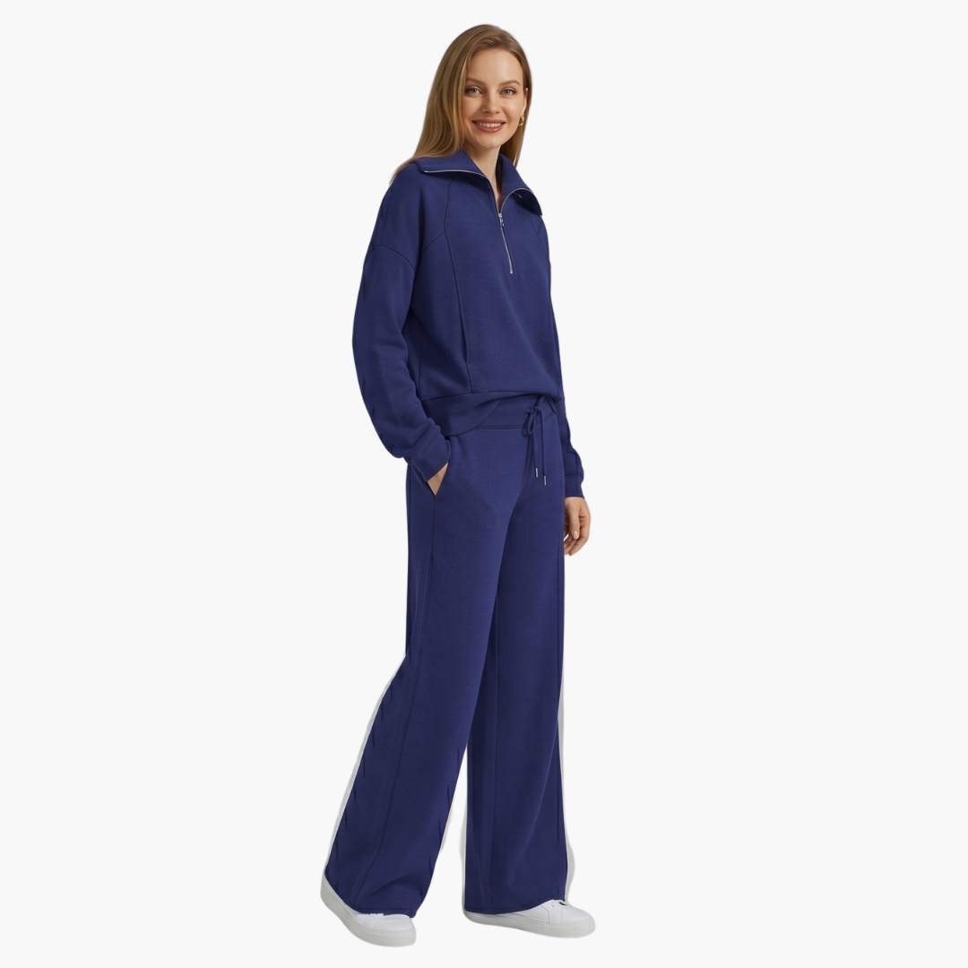 Naomi | Elegant Half-Zip Wide-Leg Lounge Set 3