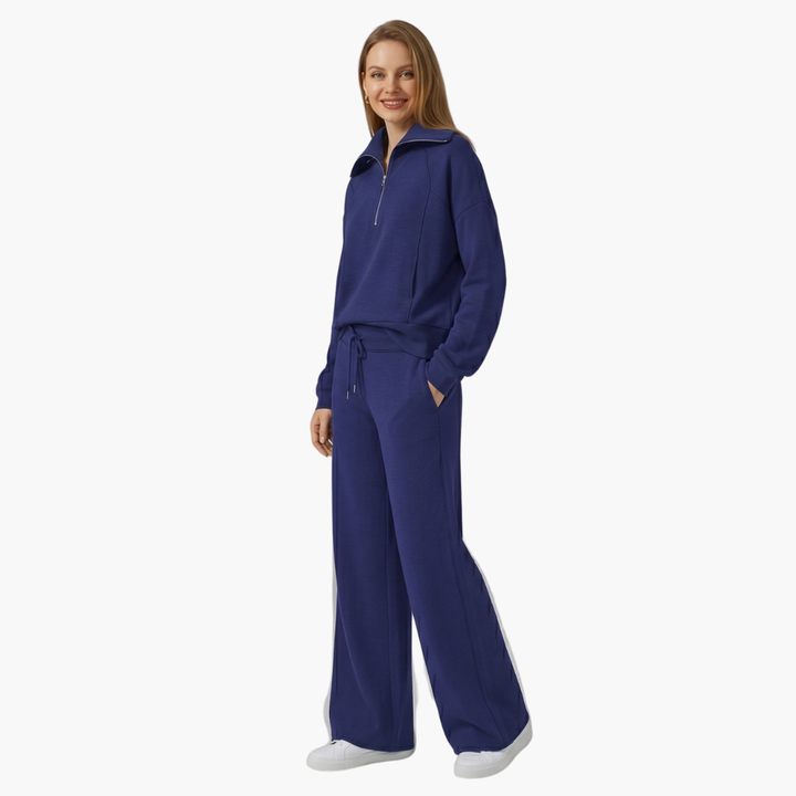 Naomi | Elegant Half-Zip Wide-Leg Lounge Set 4
