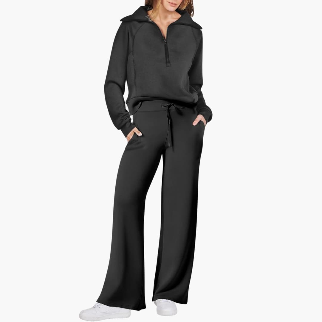 Naomi | Elegant Half-Zip Wide-Leg Lounge Set 5