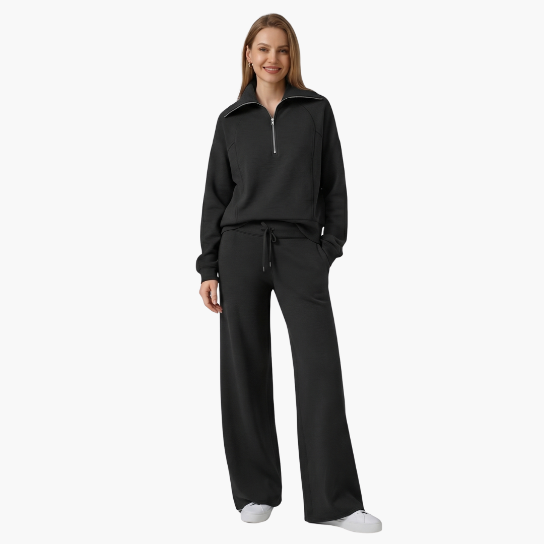 Naomi | Elegant Half-Zip Wide-Leg Lounge Set 6