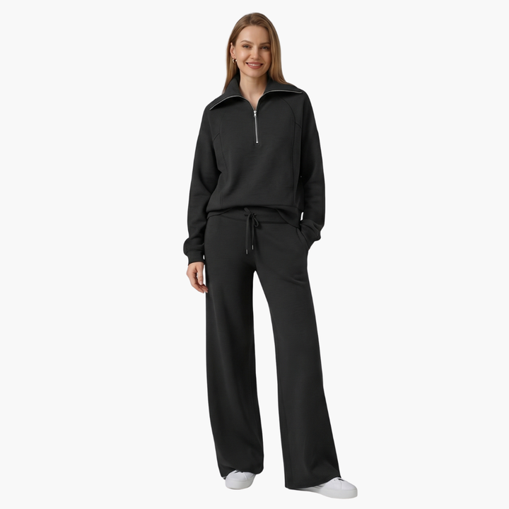 Naomi | Elegant Half-Zip Wide-Leg Lounge Set 6