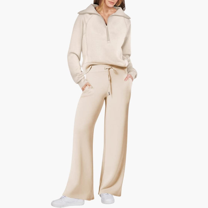 Naomi | Elegant Half-Zip Wide-Leg Lounge Set 7