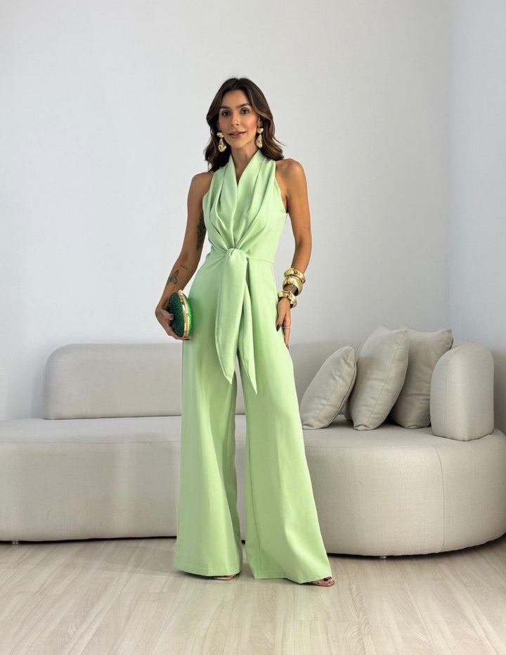 Natalie | Elegant Wide-Leg Halterneck Jumpsuit For Woman 0
