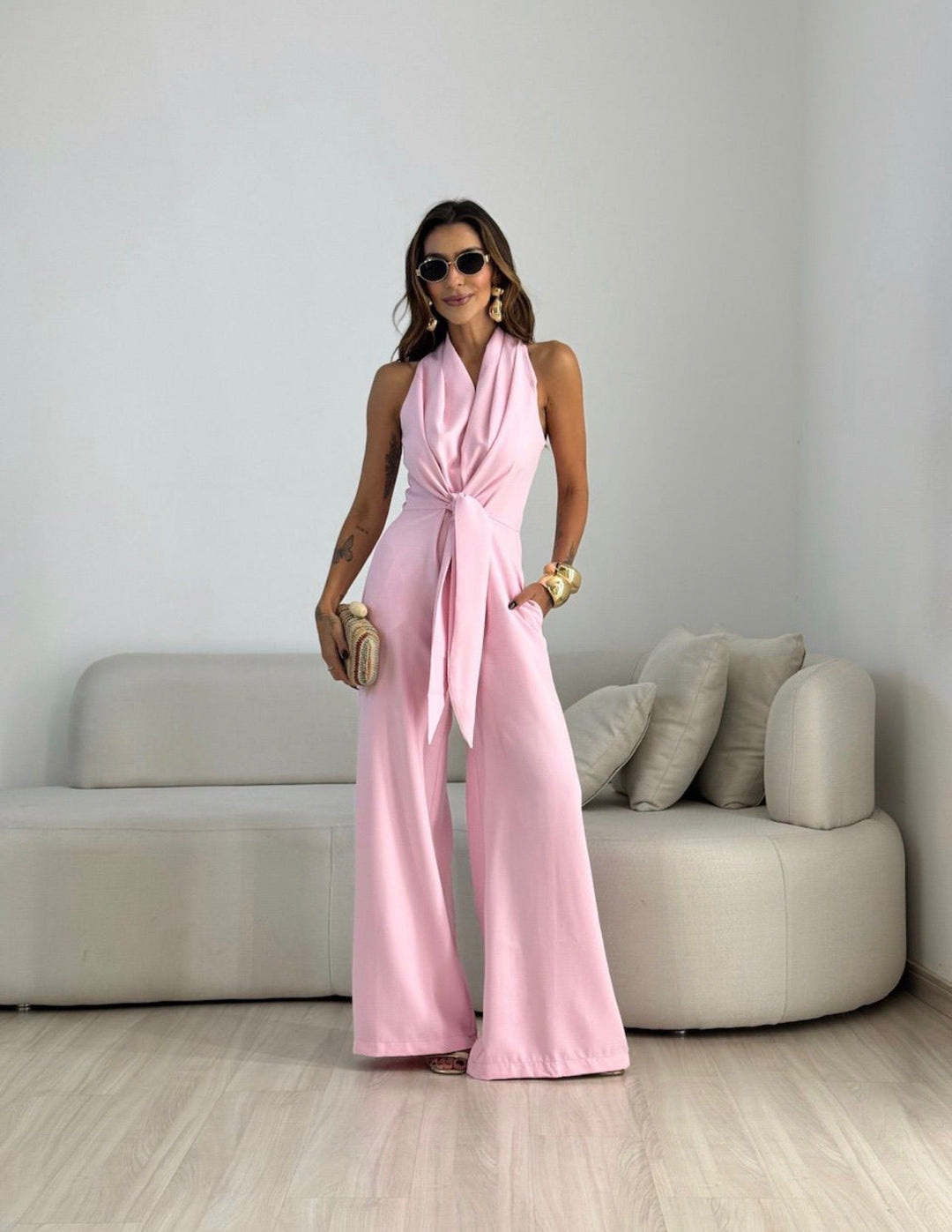 Natalie | Elegant Wide-Leg Halterneck Jumpsuit For Woman 9