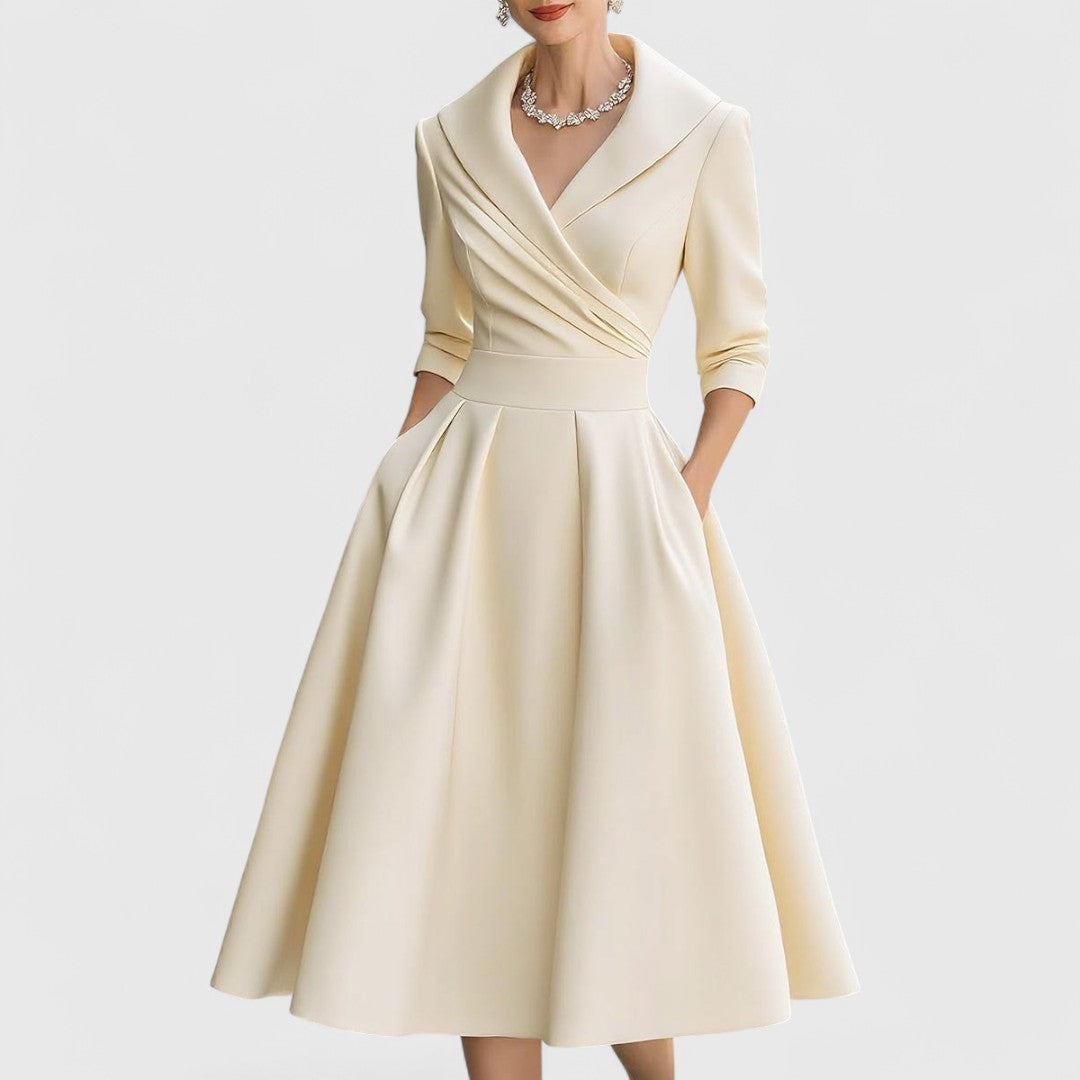 Nivara | Elegant Flared Wedding Guest Dress 4