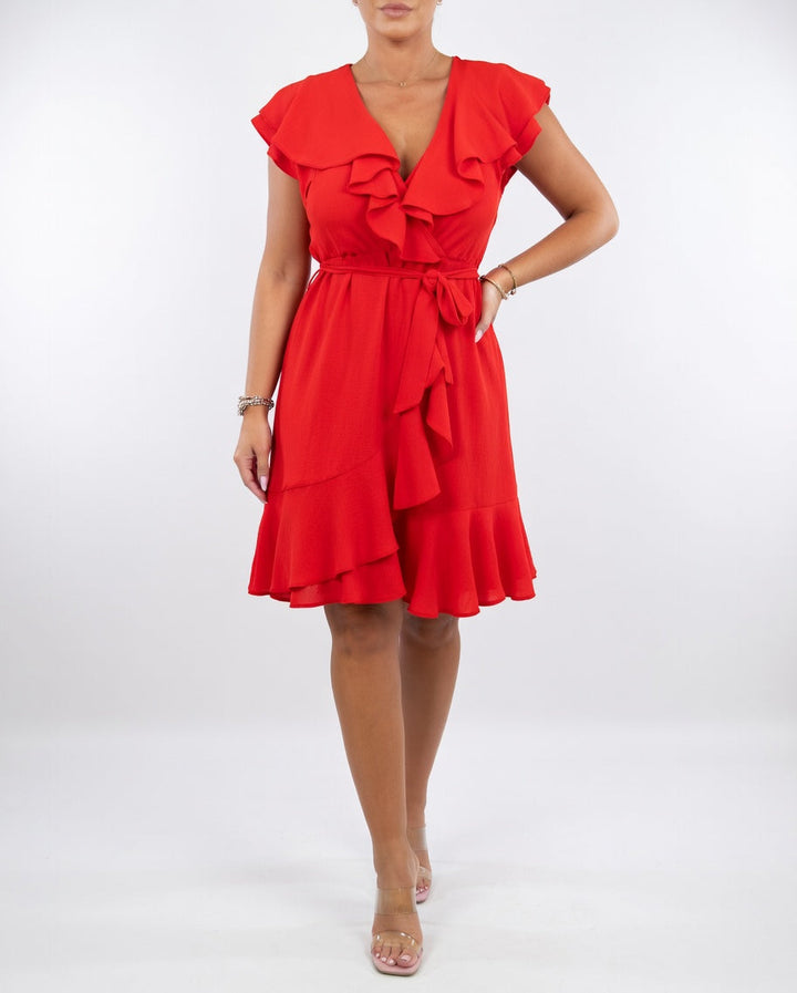 Nona | Elegant Ruffle Wrap Midi Dress 1