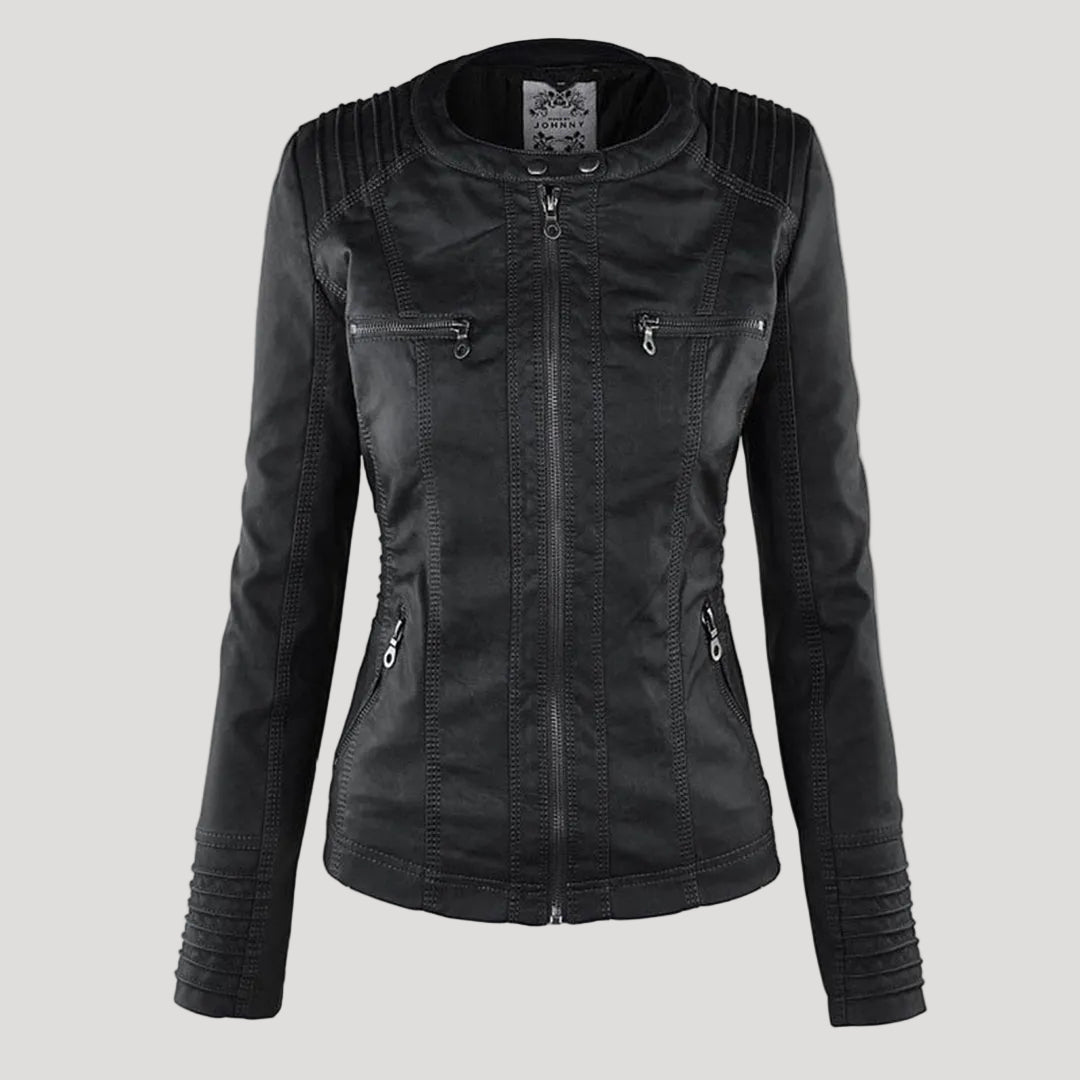 Norelle | Stylish Women’s Faux Leather Jacket with Hood 1