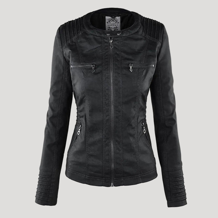 Norelle | Stylish Women’s Faux Leather Jacket with Hood 1