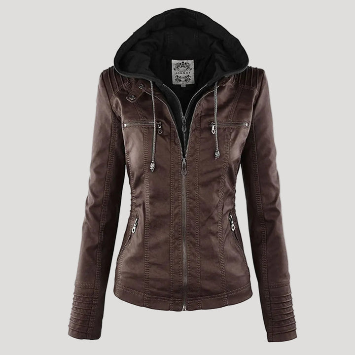 Norelle | Stylish Women’s Faux Leather Jacket with Hood 10