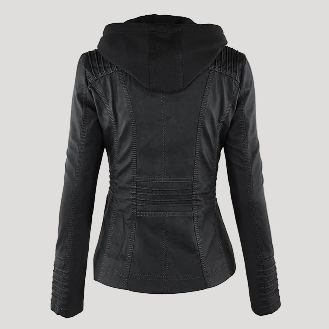 Norelle | Stylish Women’s Faux Leather Jacket with Hood 2