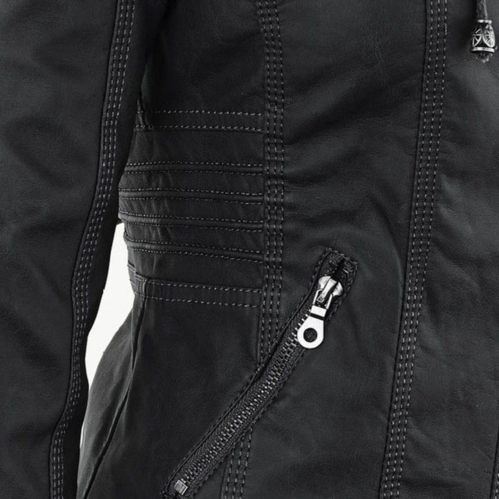 Norelle | Stylish Women’s Faux Leather Jacket with Hood 5