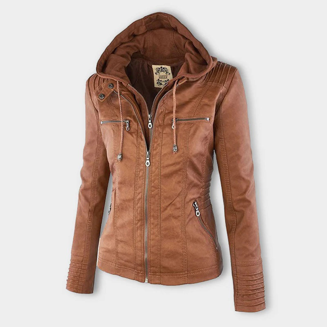Norelle | Stylish Women’s Faux Leather Jacket with Hood 6