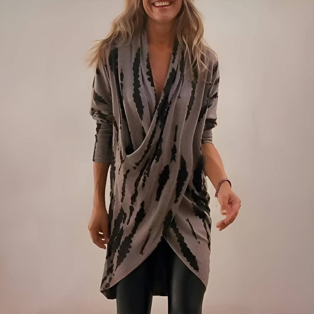 Olivia | Elegant And Relaxed V-Neck Abstract Print Tunic 0