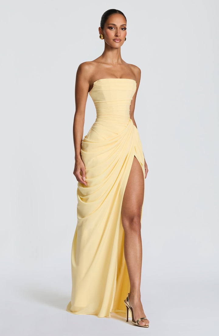 Olivia | Elegant Corset Maxi Dress with Asymmetrical Draping 2