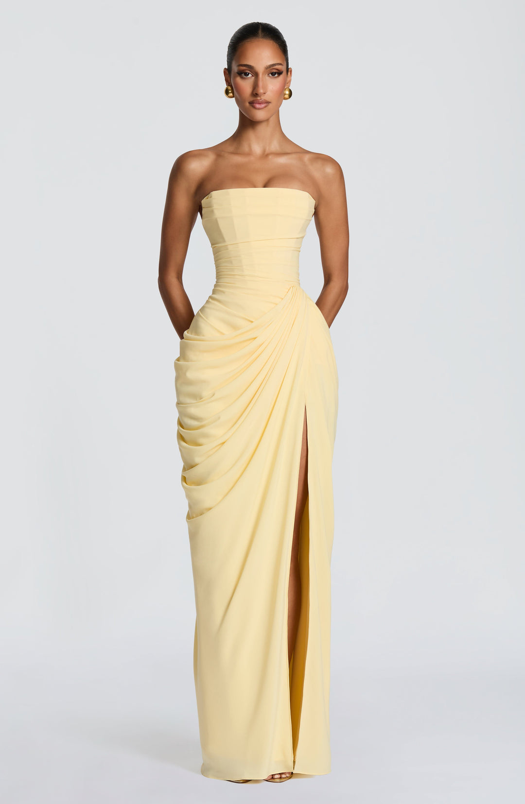 Olivia | Elegant Corset Maxi Dress with Asymmetrical Draping 3