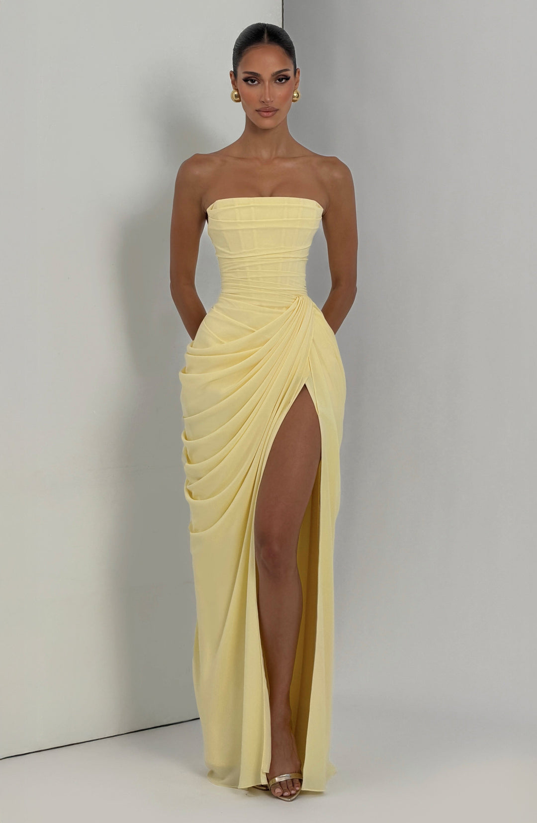 Olivia | Elegant Corset Maxi Dress with Asymmetrical Draping 5
