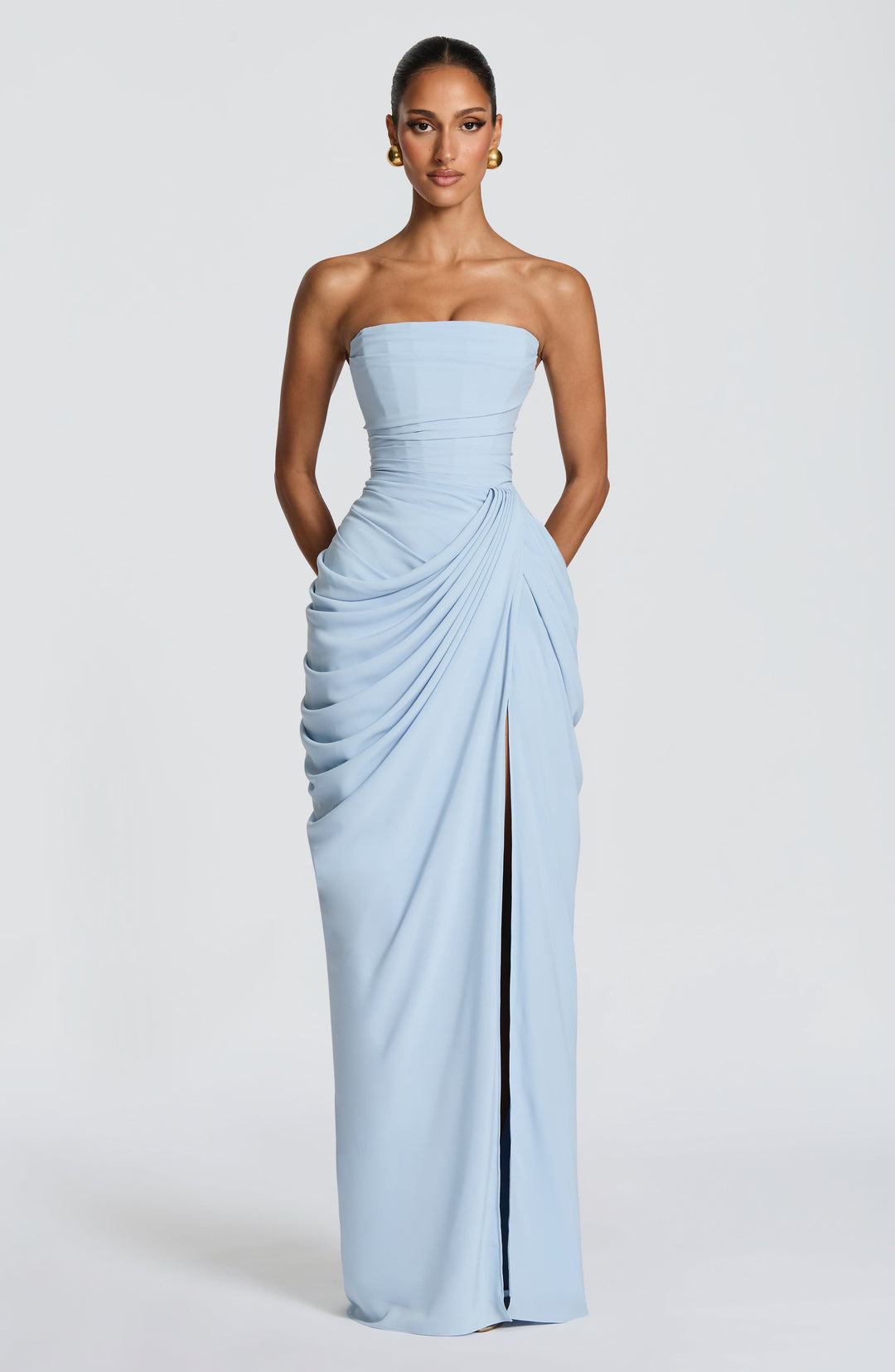 Olivia | Elegant Corset Maxi Dress with Asymmetrical Draping 6