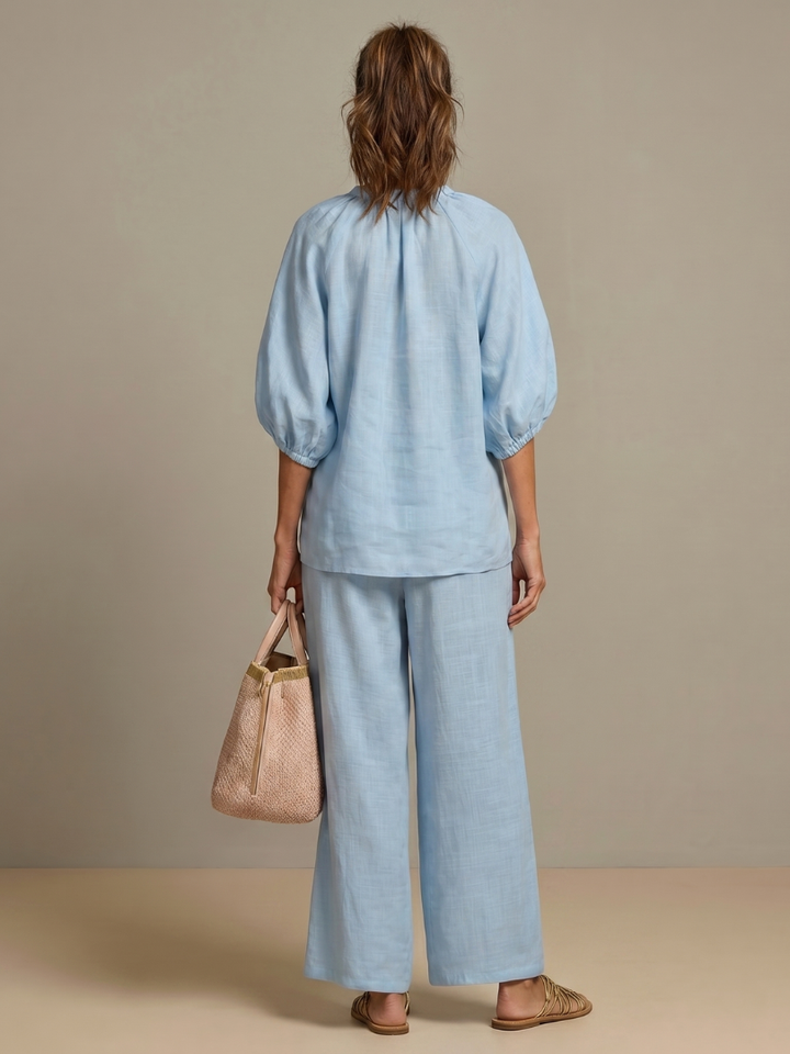 Olivia | Trendy Zip-Up Blouse & Wide-Leg Trouser Set 3