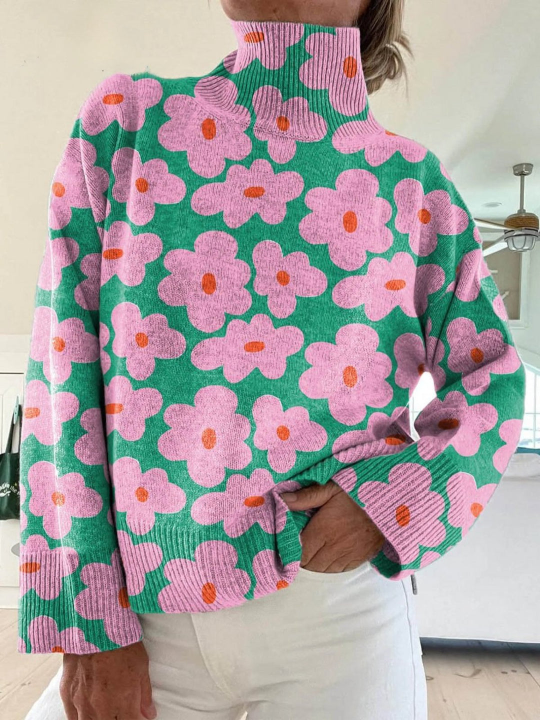 Olivia | Ultra-Soft Floral Turtleneck Women's Sweater 0