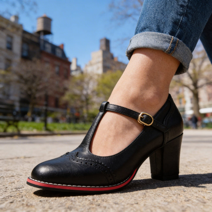 Ottavia | Women's Shoes T-Strap Brogue Block Heel Elegant Comfortable Fit 5