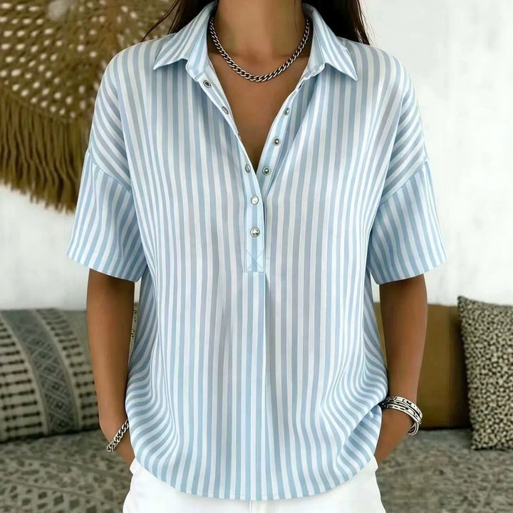 Penelope | Comfortable And Chic Striped Collared Blouse 6