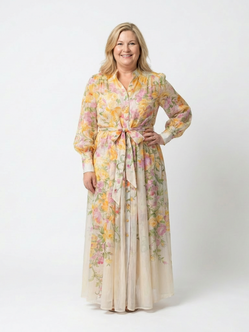 Poppy | Elegant Floral Button-Front Maxi Dress 3