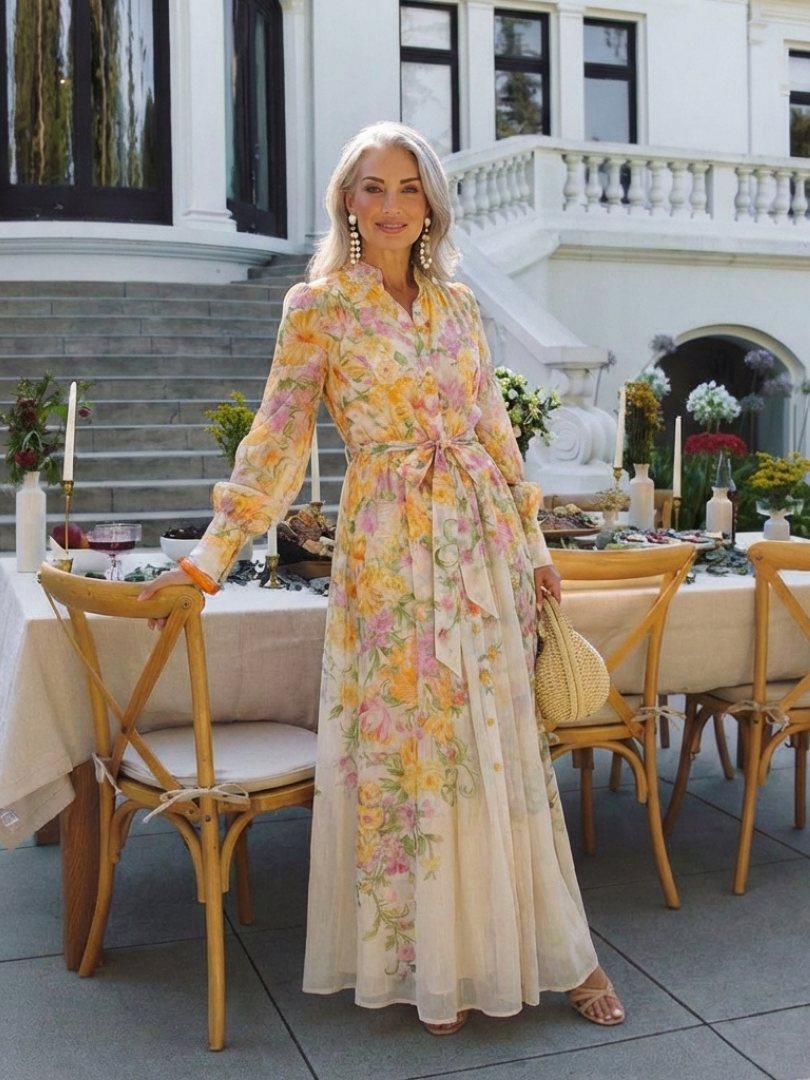 Poppy | Elegant Floral Button-Front Maxi Dress 7