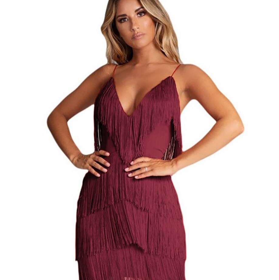 Ravelle | Mini Dress Fringed Deep V-Neck Club Party Fit 3