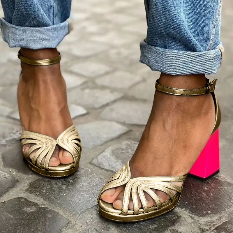 Roberta | Modern Multi-Strap Block Heel Sandals 1