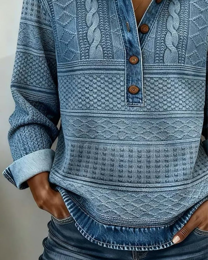 Rosa | Comfortable Half-Button Cable Knit Sweater 1