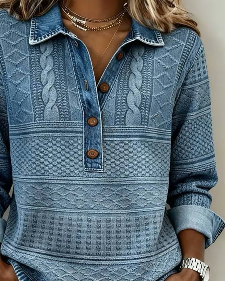 Rosa | Comfortable Half-Button Cable Knit Sweater 2