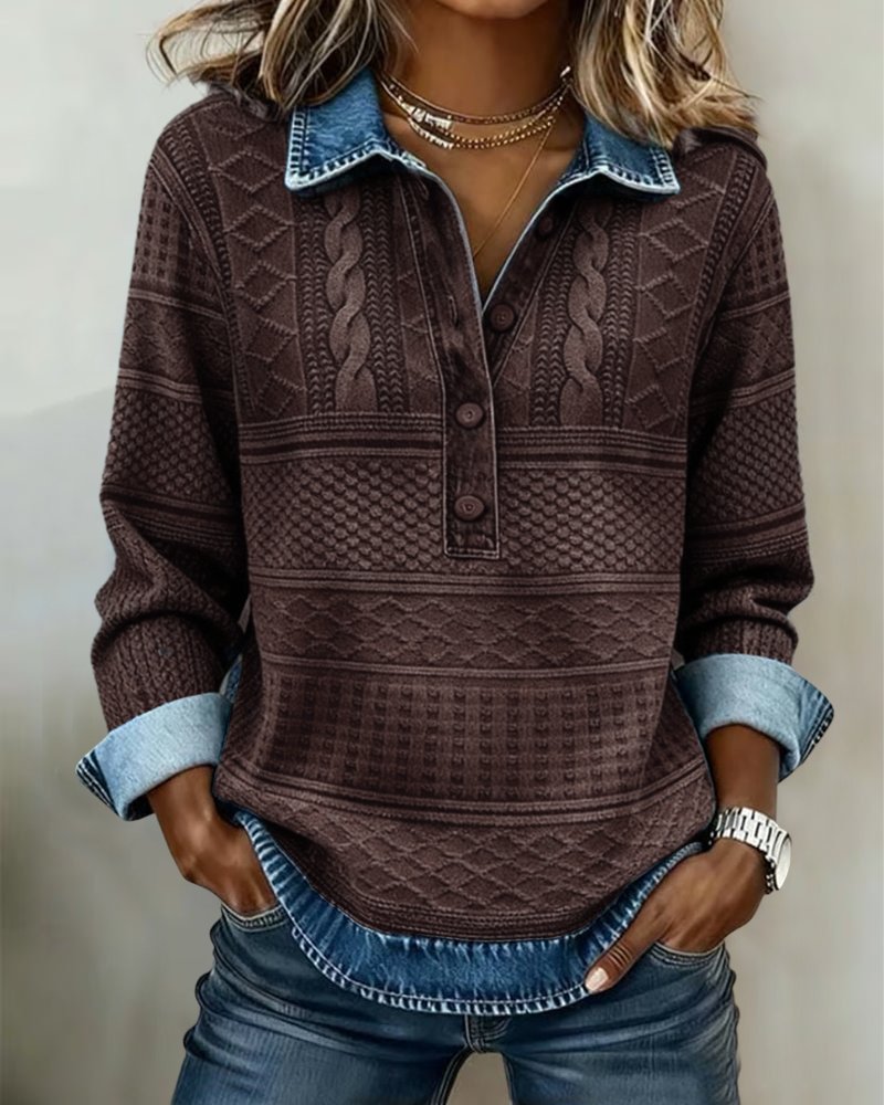Rosa | Comfortable Half-Button Cable Knit Sweater 6