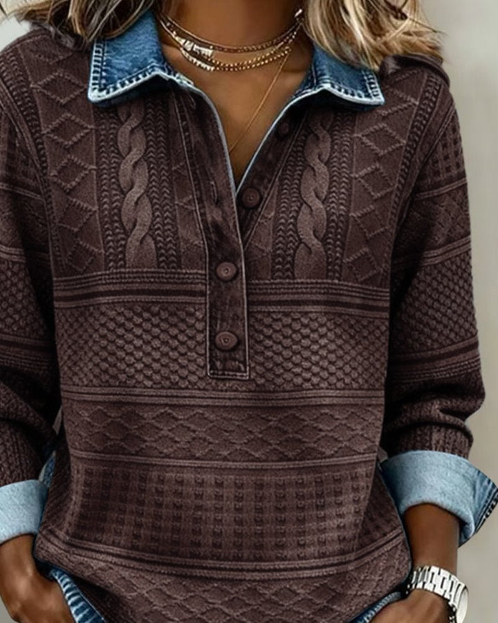 Rosa | Comfortable Half-Button Cable Knit Sweater 8