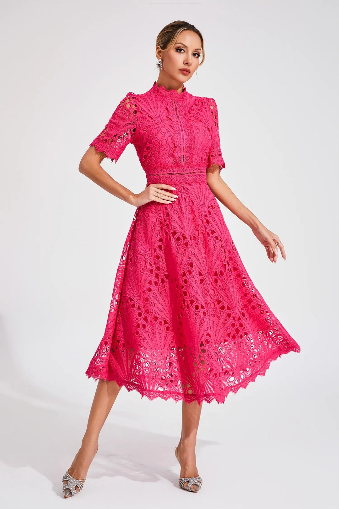 Rosalinda | Elegant And Romantic Lace Midi Dress 4