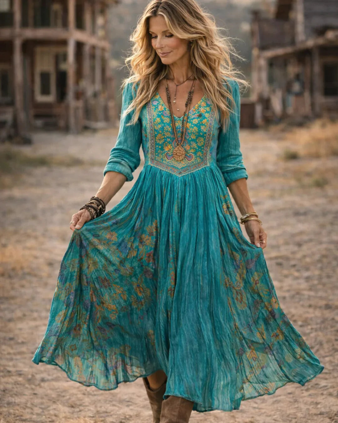 Ruby | Elegant Embroidered V-Neck Bohemian Maxi Dress 3