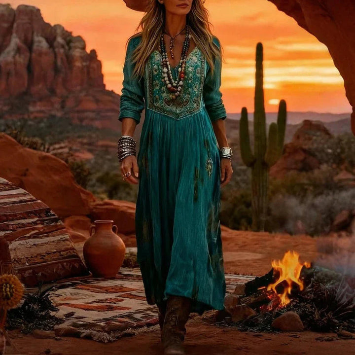 Ruby | Elegant Embroidered V-Neck Bohemian Maxi Dress 4