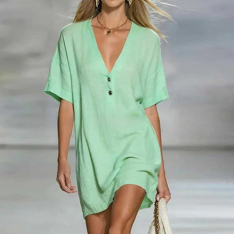 Ruby | Elegant & Comfortable V Neck Short Sleeve Mini Dress 2